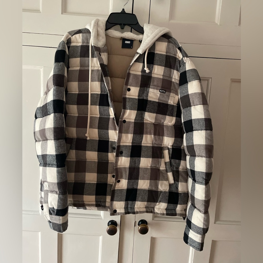 Kith Sterling Quilted Hooded Puffer Plaid Flannel Jacket